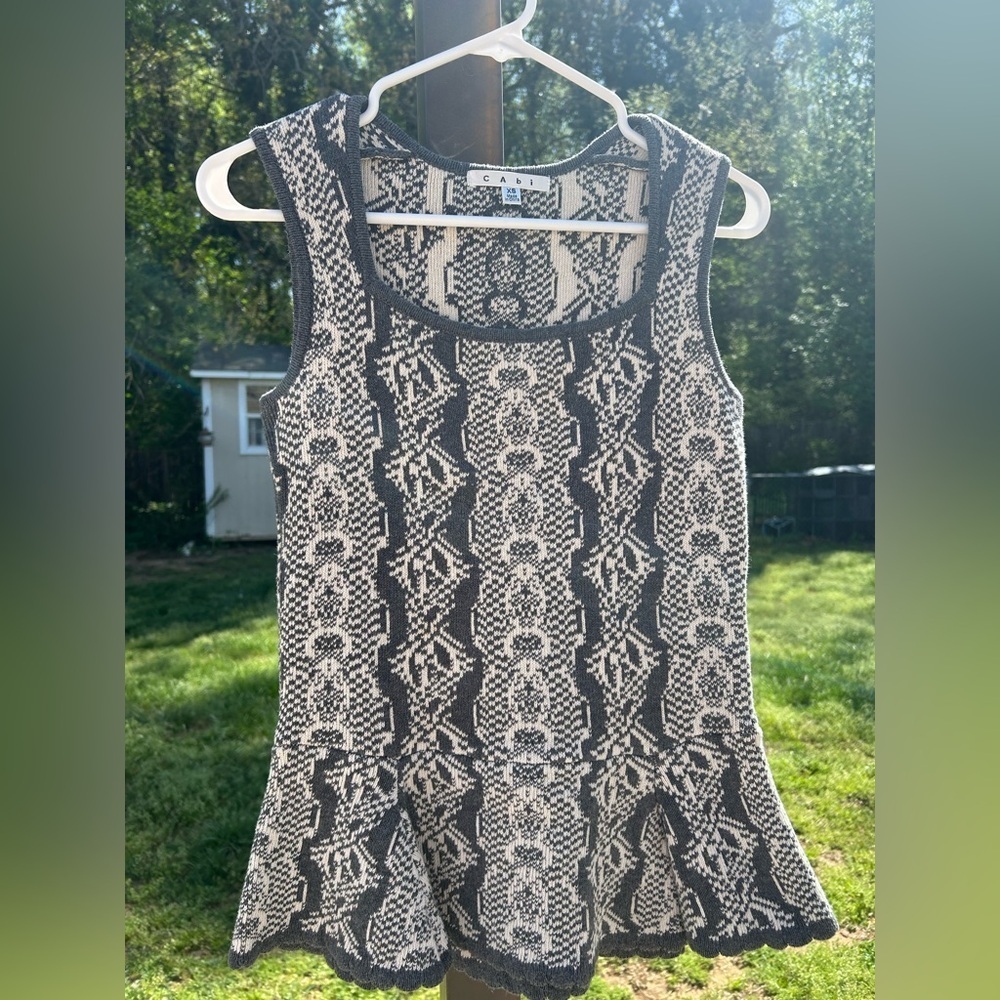 CAbi size XS WonderFall Me Peplum Shell sleeveless knit tank sweater